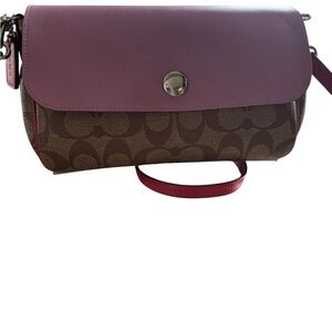 Coach Mauve and Brown Signature Wristlet reversible